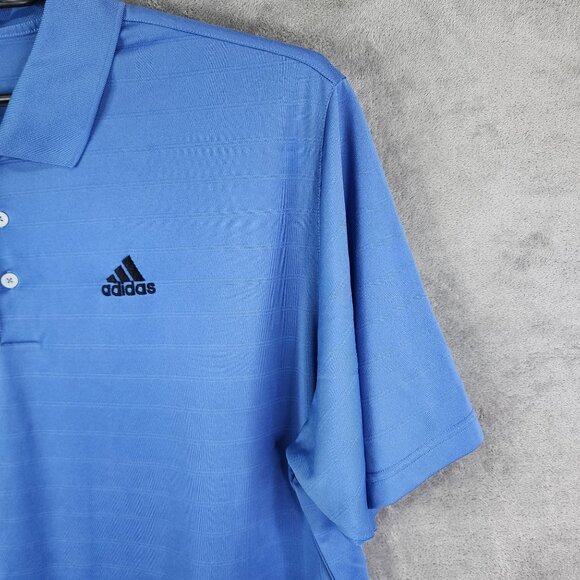 Mens Blue Adidas Polo Shirt 100% Polyester Short Sleeve Climalite Size XL - Picture 5 of 13